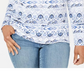 Karen Scott Women's Watercolor Scoop Neck Top White  Size Large