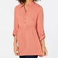 Style & Co Women's Babydoll Tunic Shirt  Orange Size PL