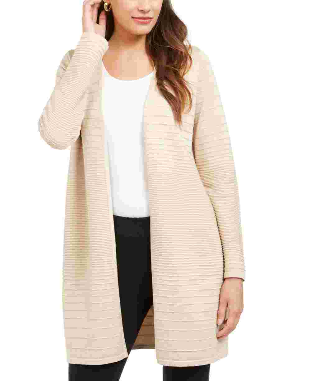 Alfani Women's Metallic Midi Cardigan Sweater Brown Size Large