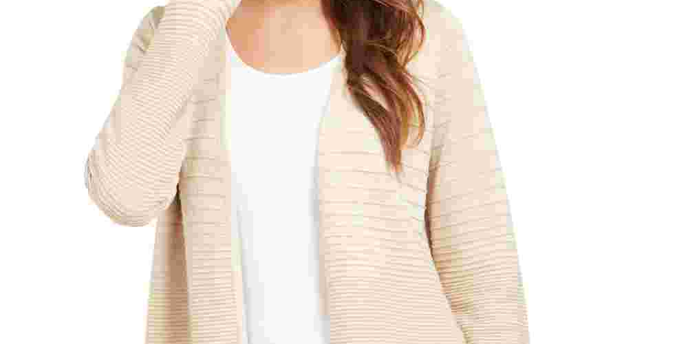 Alfani Women's Metallic Midi Cardigan Sweater Brown Size Large