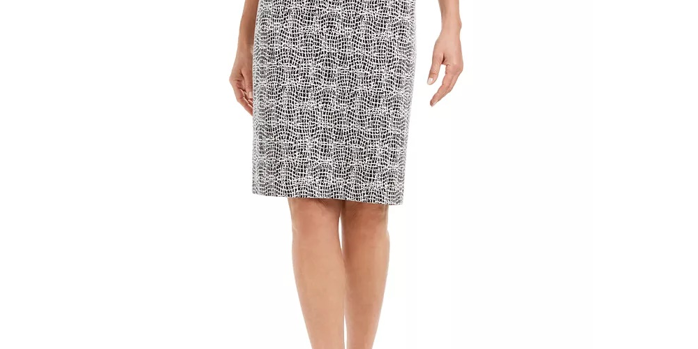 Kasper Women's Metallic Jacquard Skirt Charcoal Size 2 Petite