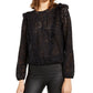 INC International Concepts Women's Ruffled Eyelet Top BlackSize XS