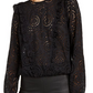 INC International Concepts Women's Ruffled Eyelet Top BlackSize XS