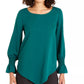 Alfani Women's V Hem Peasant Blouse Green Size XX-Large