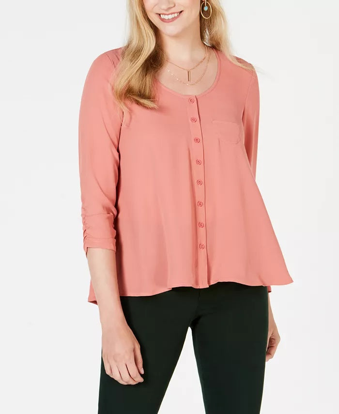 Style & Co Women's Swing Blouse Orange Size PS