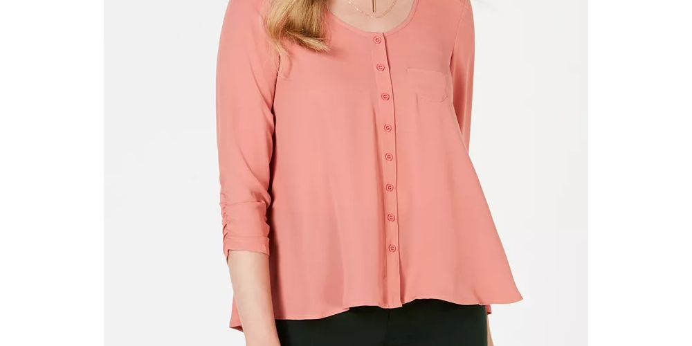 Style & Co Women's Swing Blouse Orange Size PS