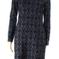 INC International Concepts Women's Faux leather trim Jacquard Sheath Dress Black Size S