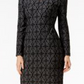 INC International Concepts Women's Faux leather trim Jacquard Sheath Dress Black Size S