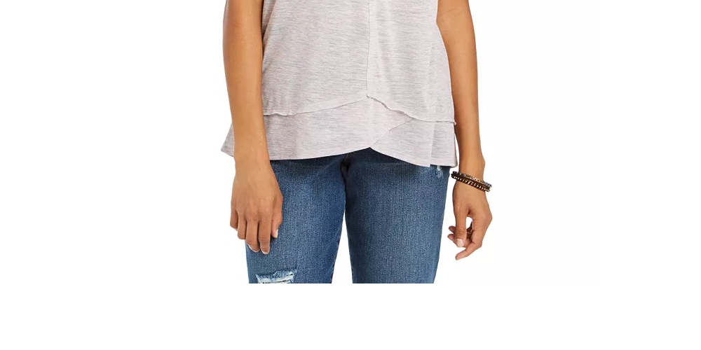 Style & Co Women's V Neck High Low Tank Top Pink Size Medium