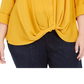 INC  International Concepts Women's Plus Twist Front Shirt Yellow Size 2X