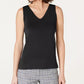 Anne Klein Women's Double V Ribbed Tank Top Black   Size Medium