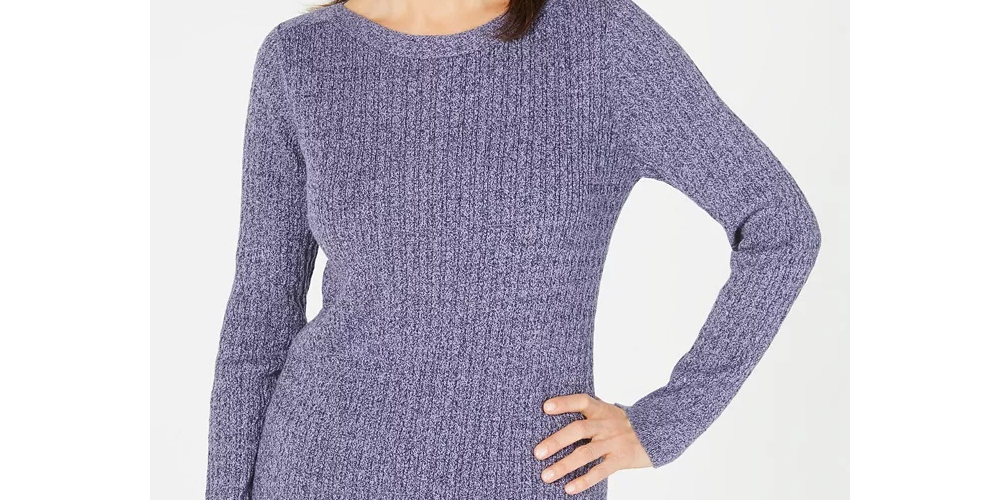 Karen Scott Women's Boat Neck Cotton Sweater  Blue Size XX-Large