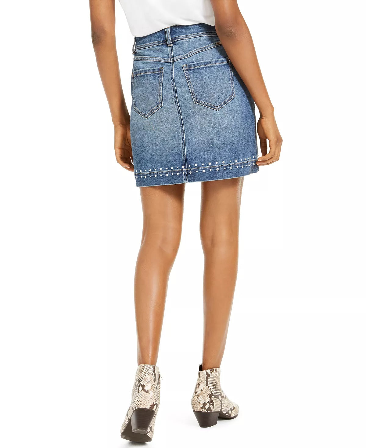 INC International Concepts Women's Studded Jean Skirt Blue Size 8