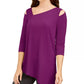 Alfani Women's Asymmetical Cut Out Blouse Pink Size Small