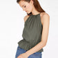 INC International Concepts Women's Earth Solid Halter Top Green Size X-Large