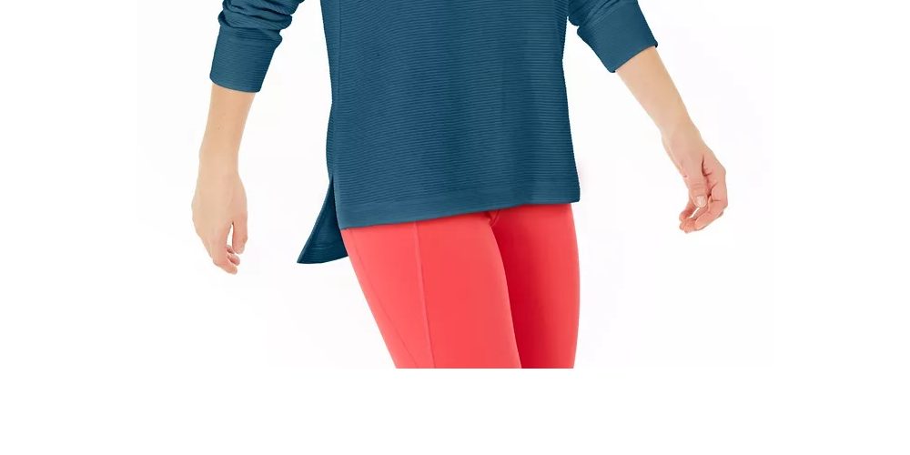 Ideology Women's Cold-Shoulder Vented Top Blue Size Medium