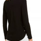 Michael Kors Women's Lace Up Long Sleeve T-Shirt Regular Black Size Petite Large