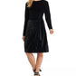 DKNY Women's Long Sleeve Jewel Neck Knee Length Sheath Dress Black Size Large