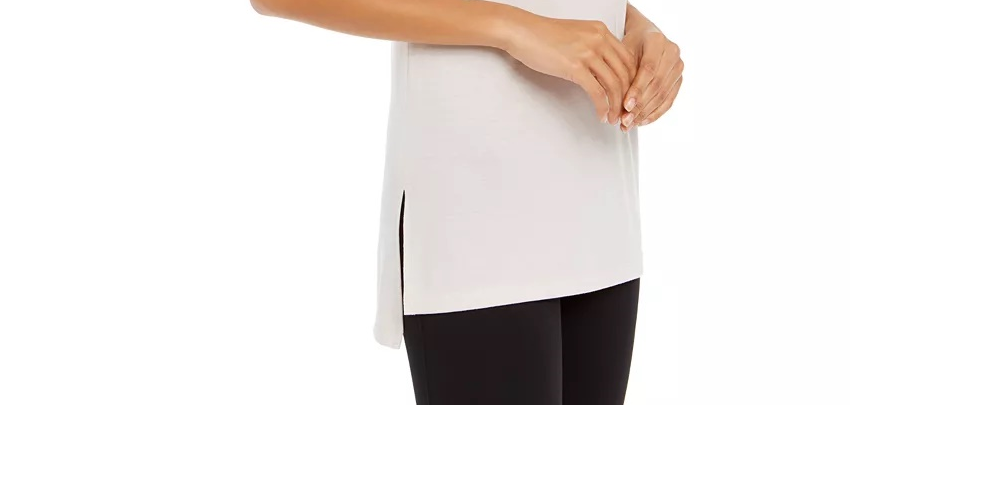 Ideology Women's Mesh-TrimT-Shirt Cream Size Small