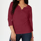 Karen Scott Women's Cotton Henley Top Red Size X-Large