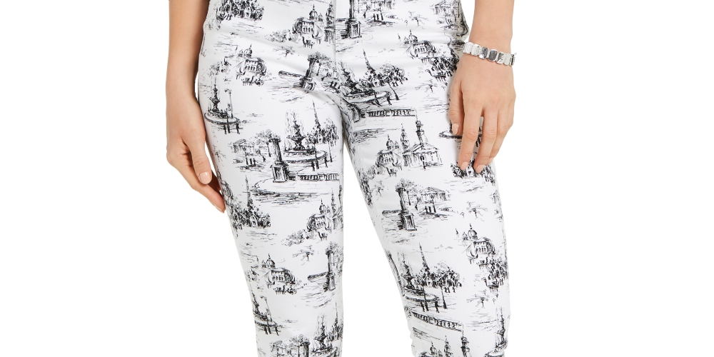Charter Club Women's Printed Skinny Ankle Jeans White Size 10