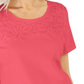 Karen Scott Women's Cotton Crochet-Front Top  Orange Size Small