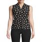 Anne Klein Women's Printed Sleeveless Blouse Black Size X-Small