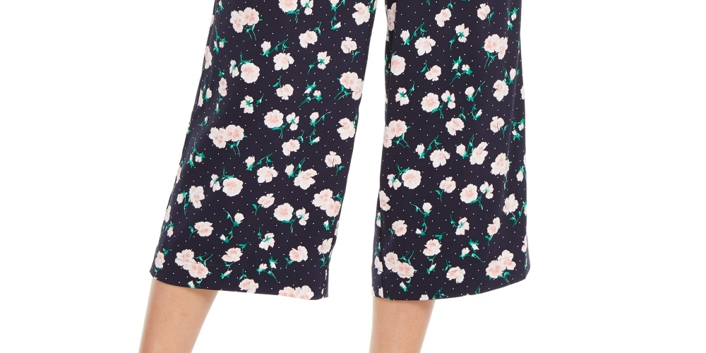 Maison Jules Women's Petal Print Culotte Pants Blue Size X-Small