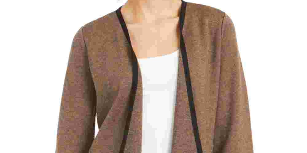 Alfani Women's Drape-Front Cardigan Brown Size Large