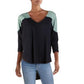 Free People Women's 3/4 Sleeve Scoop Neck Top Blue Size X-Large