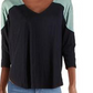 Free People Women's 3/4 Sleeve Scoop Neck Top Blue Size X-Large