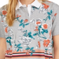 Tommy Hilfiger Women's Floral Crop Polo Shirts Gray Size XS