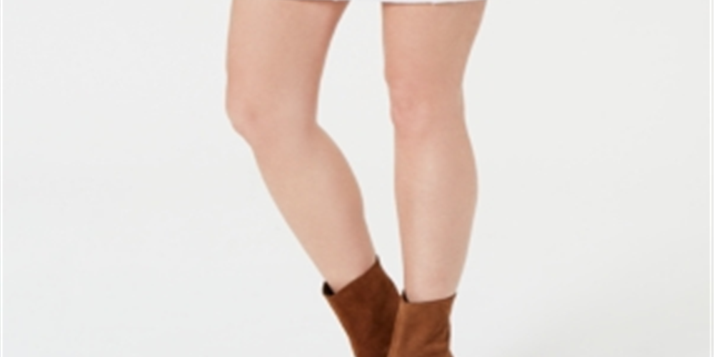 Style & Co Women's Frayed Pull on Denim Skort White Size XL