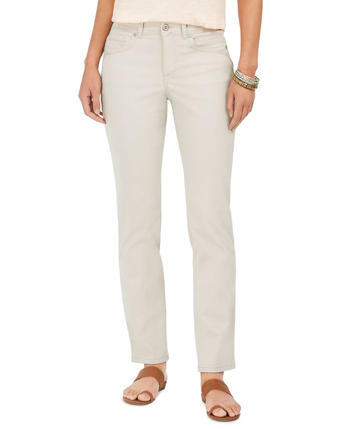 Style & Co Tummy-Control Straight-Leg Fashion Jeans Brown Size 12