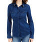 Guess Women's Lalima Embellished Denim Shirt Blue Size X-Small