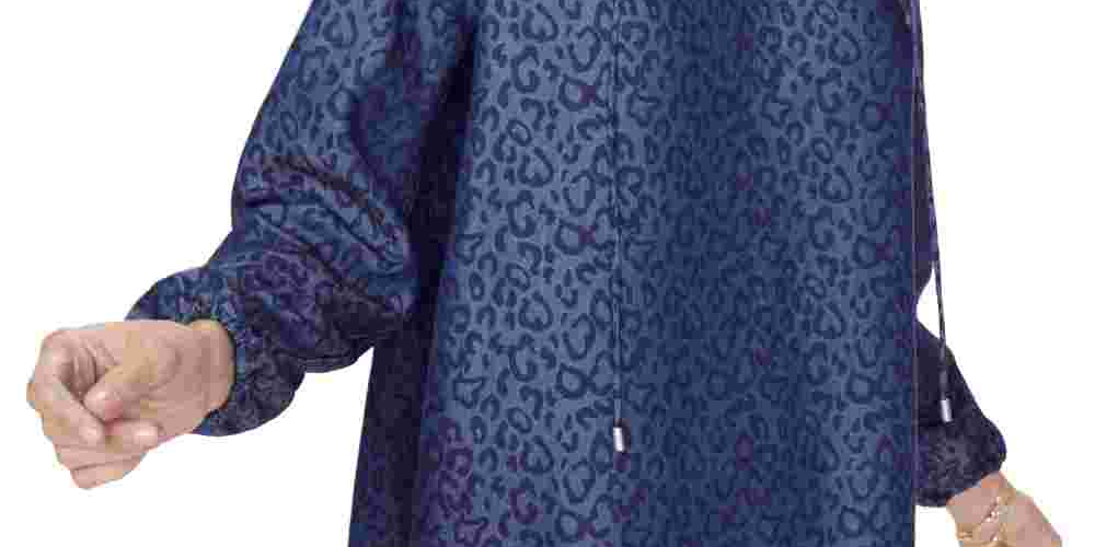 NYDJ Women's Peasant Blouse Chambray Cat Blue Size X-Large
