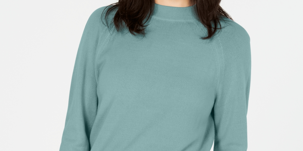 Karen Scott Women's Zip-Back Mock-Neck Sweater Blue Size Small