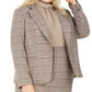 Bar III Women's Trendy Plus Size One-Button Plaid Blazer Beigekhaki Size Petite Small