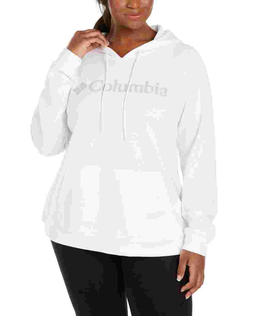Columbia Women's Plus Logo-Print French Terry Hoodie White Size 3X