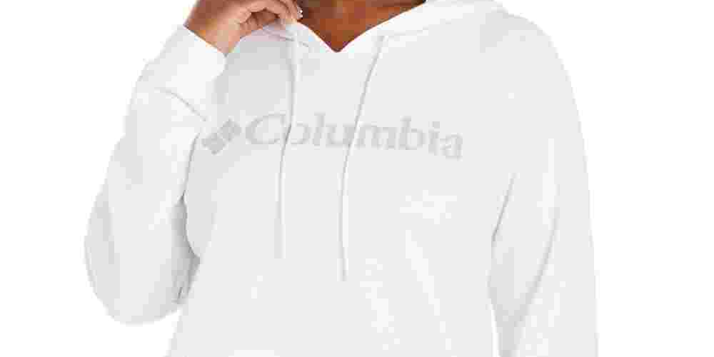 Columbia Women's Plus Logo-Print French Terry Hoodie White Size 3X