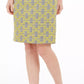 Kasper Women's Zippered Printed Above The Knee Pencil Skirt Yellow Size 4 Petite