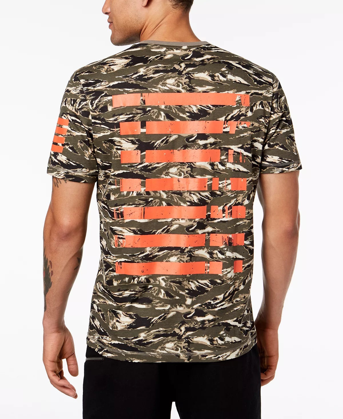 INC International Concepts Men's Printed Short Sleeve Classic Fit T-Shirt Orange Size XX-Large