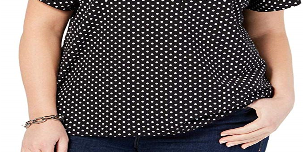Tommy Hilfiger Women's Dot Print Polo Shirt Black Size 1X