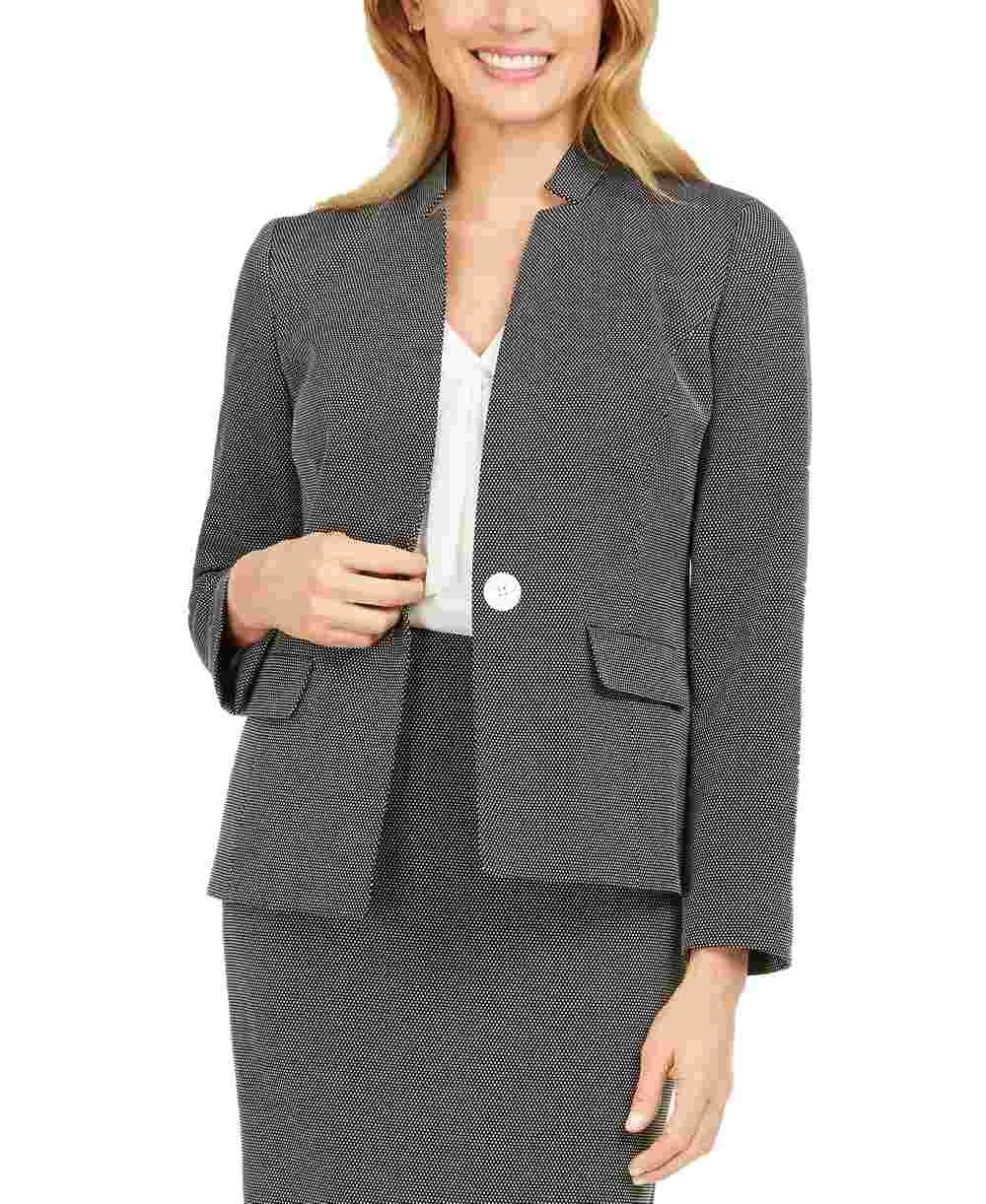 Kasper Women's Pindot Inverted Collar Blazer Black Size 12