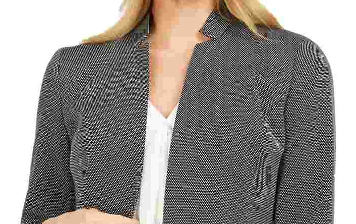 Kasper Women's Pindot Inverted Collar Blazer Black Size 12