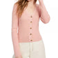 Ultra Flirt Junior's Cropped Ribbed Cardigan Sweater Peach Beige Size Large