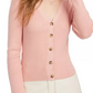 Ultra Flirt Junior's Cropped Ribbed Cardigan Sweater Peach Beige Size Large