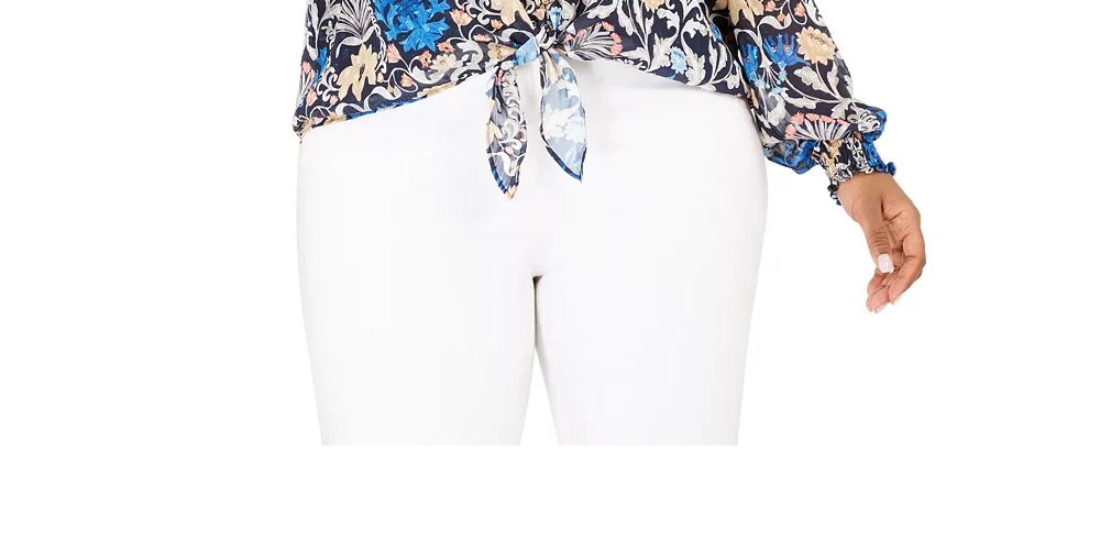 INC International Concepts Women's Plus Floral Sheer Blouse Blue Size 0X