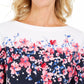 Karen Scott Women's Emily Printed Boat Neck Top Black /Red  Size Small