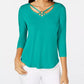Thalia Sodi Women's Ring Hardware Strappy Top Green Size XX-Large